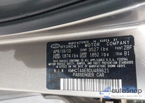 2013 Hyundai Accent Gls from USA, damaged, VIN KMHCT4AE8DU489621